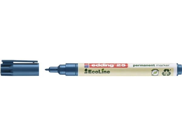 Marker edding 25 EcoLine blå permanent 1mm rund spids - (10 stk.)