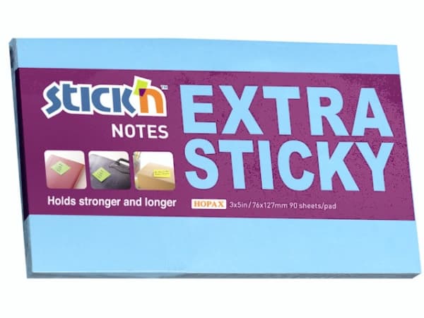 Notes Stick'N Extra Sticky blå 76x127mm 90blade - (6 stk.)