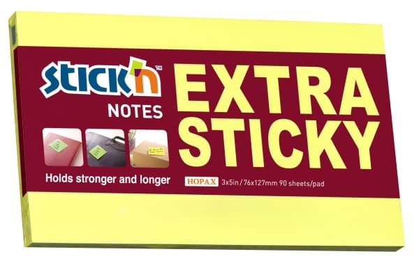 Notes Stick'N Extra Sticky gul 76x127mm 90blade - (6 stk.)