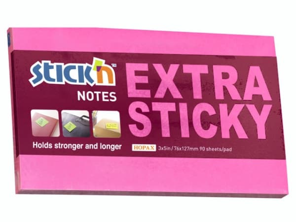 Notes Stick'N Extra Sticky rød 76x127mm 90blade - (6 stk.)