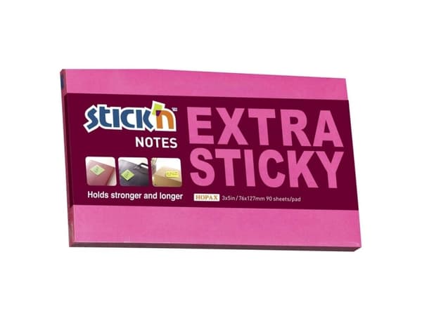 Notes Stick'N Extra Sticky rød 76x127mm 90blade - (6 stk.)