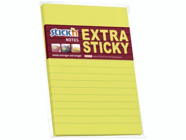 Notes Stick'N Extra Sticky gul 150x101mm m/linier 90blade - (6 stk.)