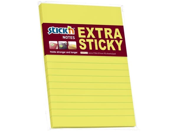 Notes Stick'N Extra Sticky gul 150x101mm m/linier 90blade - (6 stk.)