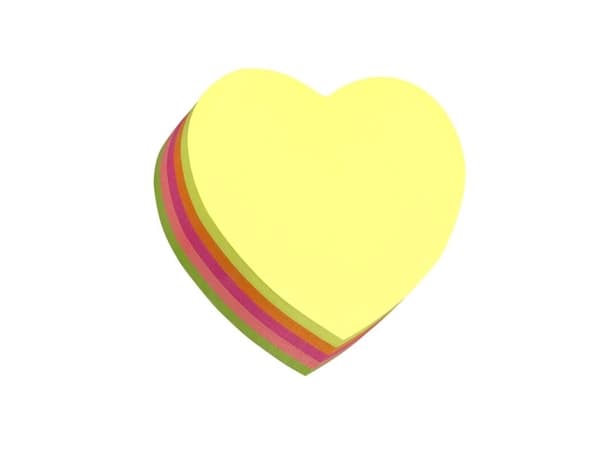 Muistiinpanot Neon Heart 5 eri väriä 64x67 mm ja 250 arkkia
