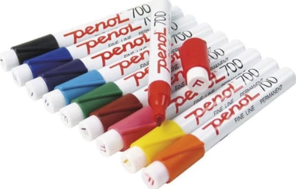 Marker Penol 700 ass. farver 1,5mm rund spids permanent - (10 stk.)