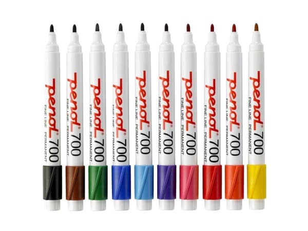 Marker Penol 700 ass. farver 1,5mm rund spids permanent - (10 stk.)