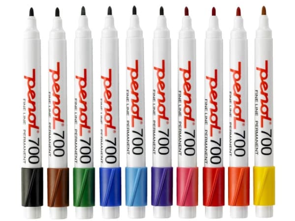 Marker Penol 700 ass. farver 1,5mm rund spids permanent - (10 stk.)