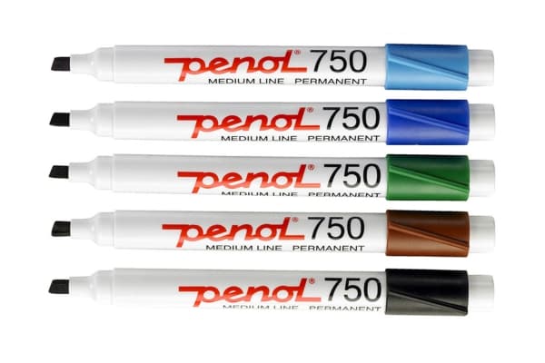 Marker Penol 750 ass. farver 2-5mm skrå spids - (10 stk.)