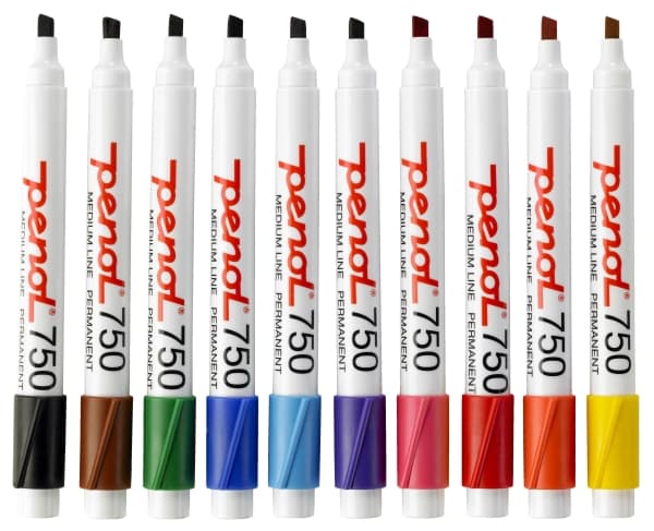 Marker Penol 750 ass. farver 2-5mm skrå spids - (10 stk.)