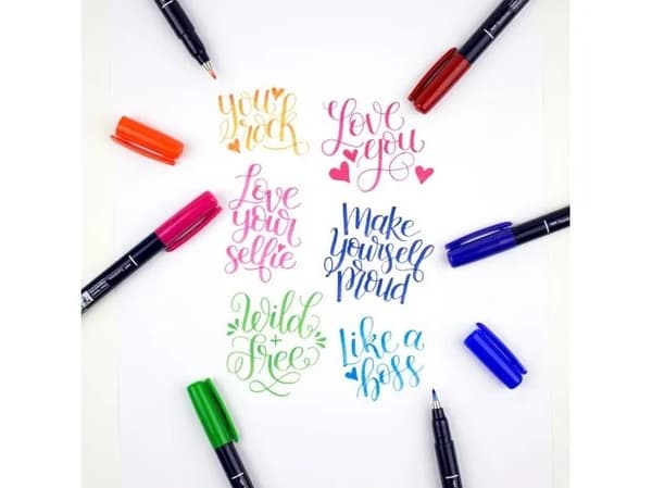 Tombow Brush penna Fudenosuke hard ass. färger (10 st.)