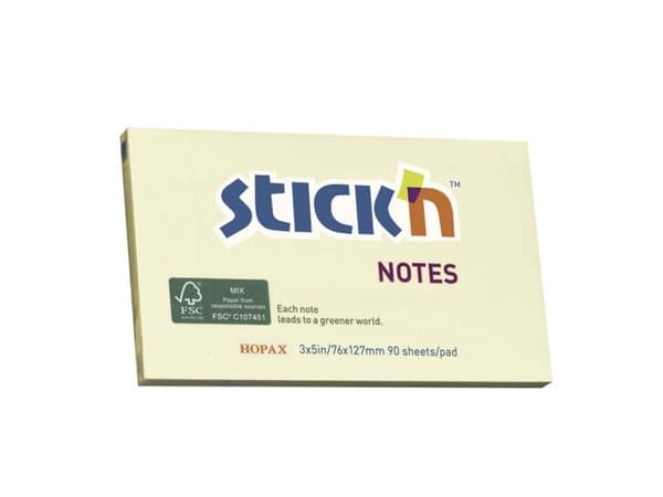 Notes Stick'N gul 76x127mm 90blade/blok - (12 stk.)