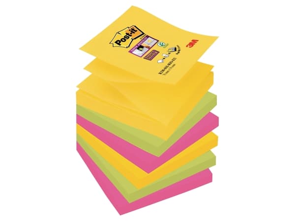 Post-it® Super Sticky Z-Notes Carnival Collection, 6 blokke, 76 mm x 76 mm