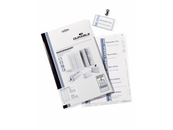 Durable BADGEMAKER® indstik til navneskilte 54x90 mm - (20 ark á 10 stk.)