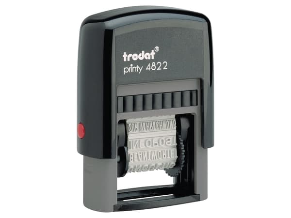 Stempel trodat printy 4822, med 12 standardteksteriä