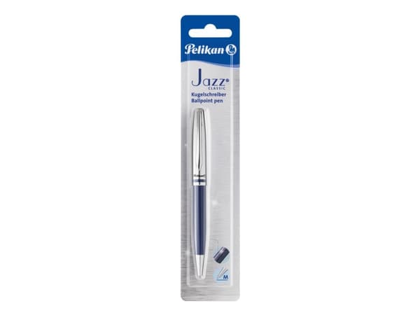 Pelikan Jazz Classic, Klämma, Fastklämbar, indragbar kulspetspenna, Blå, 1 styck, Medium