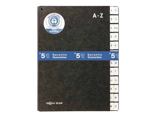 Pagna - Klassifikasjonsmappe - 24 rom - 24 deler - fortrykt: A-Z - med fliker - svart