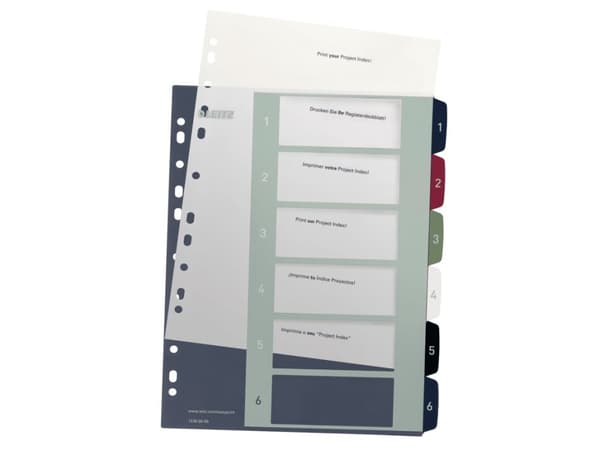 Leitz Style - Inndeler - 6 deler - fortrykt: 1-6 - for A4 Maxi - med fliker
