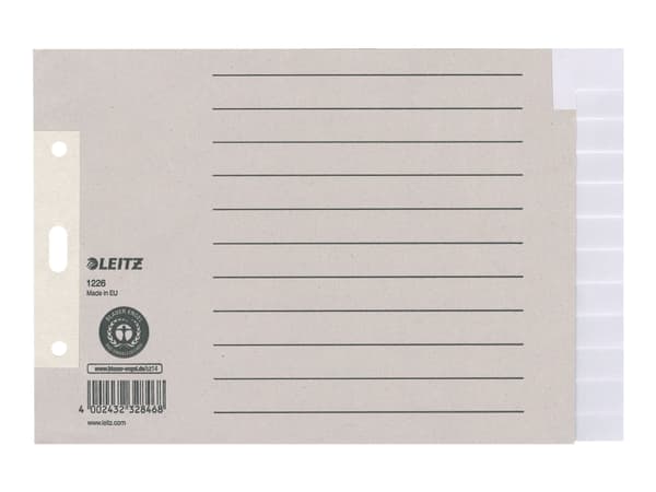 Leitz 12260085, Tyhjä välilehtihakemisto, Paperi, Harmaa, 100 g/m², 240 mm, 24 cm