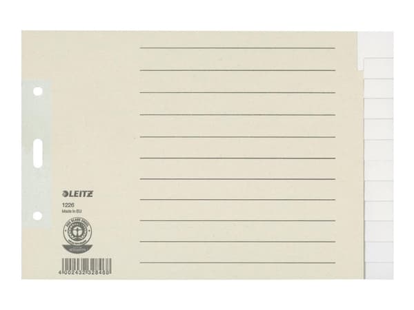 Leitz 12260085, Tyhjä välilehtihakemisto, Paperi, Harmaa, 100 g/m², 240 mm, 24 cm