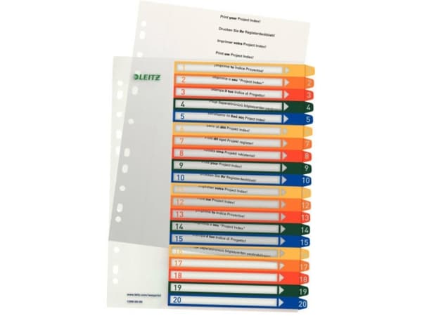 Leitz 12960000 etikettindeks Numerisk faneindeks Polypropylen (PP) Flerfarget