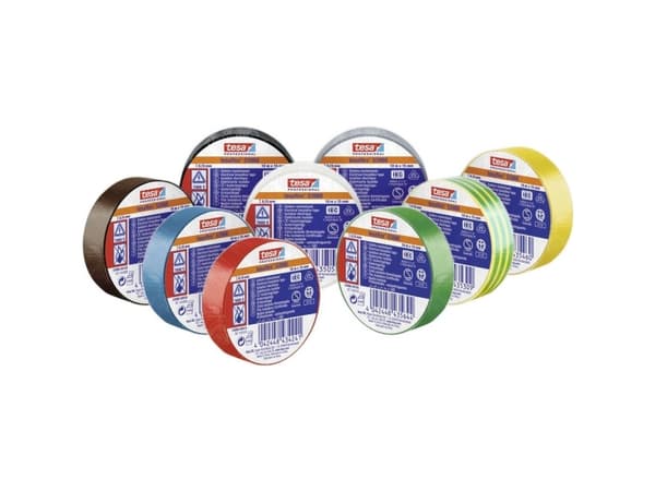 tesa 53988-00135-00 Isoleringstejp tesa® Professional Brun, grön, gul, vit, grå, blå, röd, svart, svart (L x B) 10 m x 15 mm 10 st