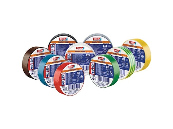 tesa 53988-00135-00 Isoleringstejp tesa® Professional Brun, grön, gul, vit, grå, blå, röd, svart, svart (L x B) 10 m x 15 mm 10 st