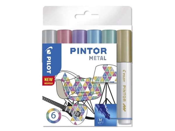 Marker Pilot Pintor Metal Mix Medium 1,4 mm med 6 stk. ass. farver