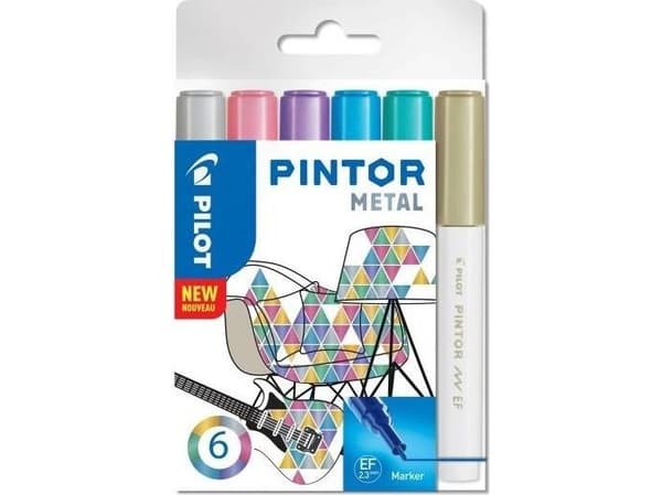 Marker Pilot Pintor Metal Mix Medium 1,4 mm med 6 stk. ass. farver