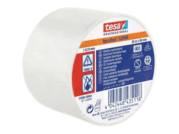tesa 53988-00064-00 Isoleringsbånd tesa® Professional Hvid (L x B) 25 m x 50 mm 1 stk
