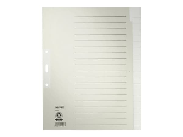 Leitz 12200085, Tyhjä välilehtihakemisto, Paperi, Harmaa, 100 g/m², 240 mm, 300 mm