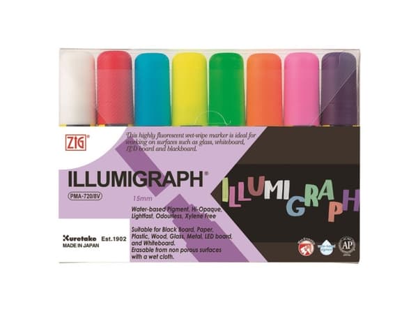 Marker ZIG Illumigraph 15 mm - med 8 stk. assistent farger