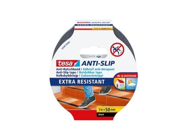 TESA 55588, Halkskyddsremsa för badrum, Vuxna, Svart, 50 mm