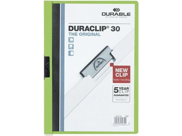 Durable Duraclip 30, Grønn, Gjennomsiktig, PVC, 30 ark, A4, 1 stykker