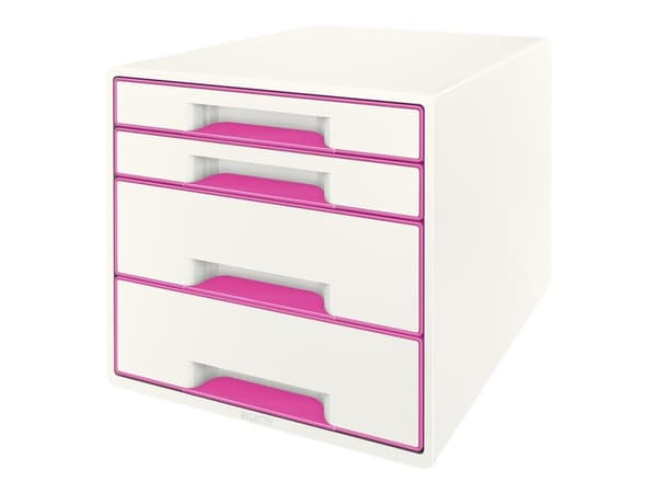 Skrivbord Cube Leitz WOW 4-lådor vit/rosa