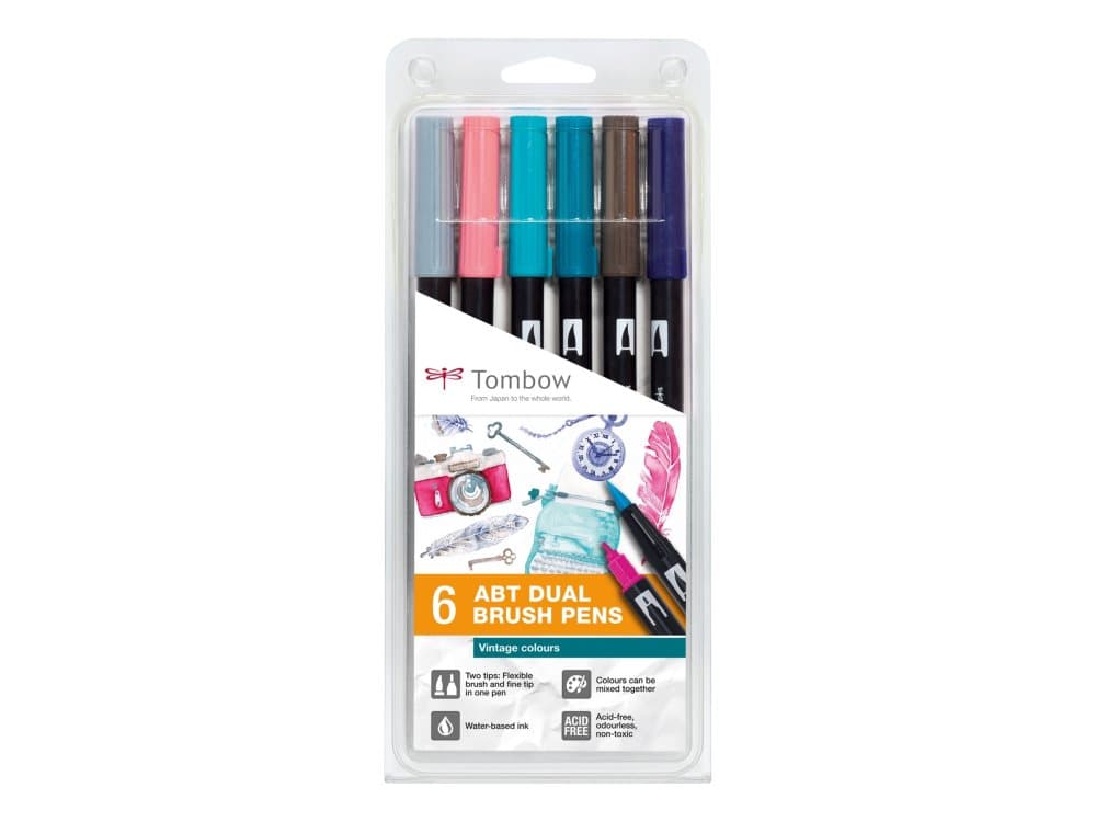 Marker Tombow ABT Dual Brush 6P-5 Vintage (6 stk.)