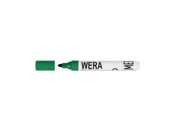 Marker WERA grøn permanent rund spids 2mm - (12 stk.)