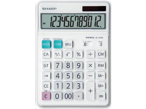 Sharp EL-340W, Skrivbord, Display, Visa tippning, Batteri, Vit