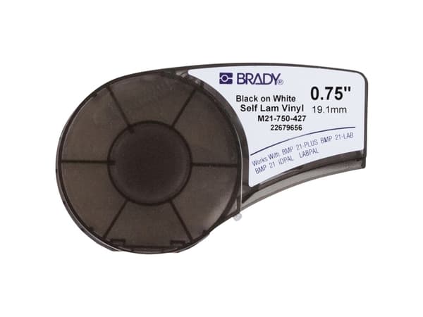 Brady B-427 - Akrylvinyl - matt - gjennomskinnelig, svart på hvitt - (1 rull(er) merkelapper - for Brady BMP21, BMP21-LAB, BMP21-PLUS; ID PAL; LABPAL