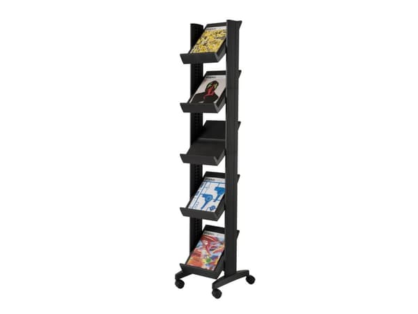 Brochurestativ Paperflow® Easydisplays med 5 hylder, sort