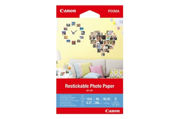 Canon Restickable Photo Paper RP-101 - Matt - fjernbart adhesiv - 10,6 mille - 100 x 150 mm - 260 g/m² - 69 pund - 5 ark fotoklistremerker - for PIXM