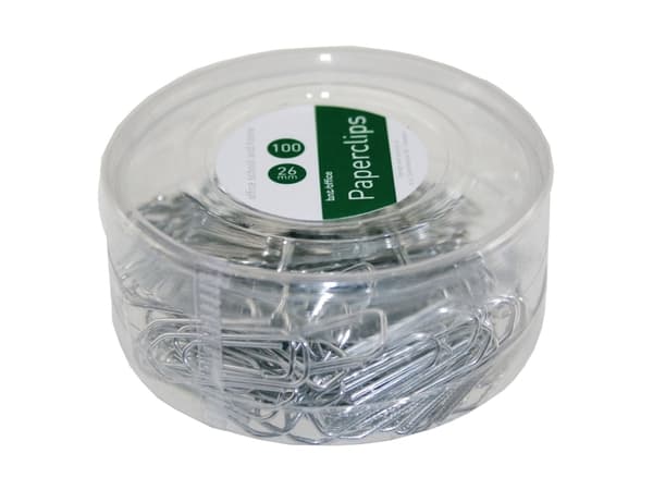 Papirclips, 26 mm, sølv, pakke a 100 stk.