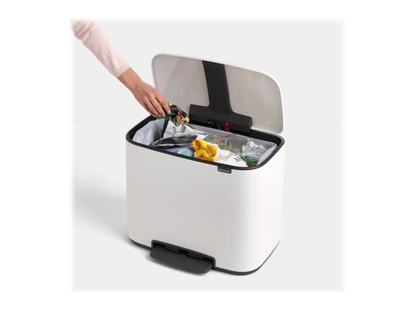 Brabantia Bo Pedal Bin - Søppelbøtte - flipp-lokk - 36 L - fotpedal - hvit