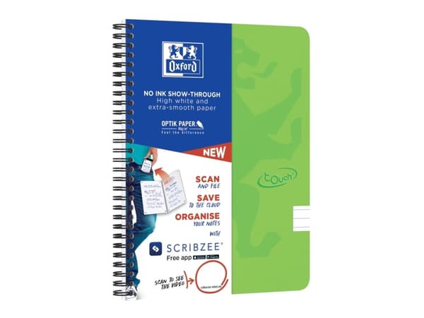 Notesbog Oxford Touch' A5+ m/140 sider linjeret grøn (5 stk.)