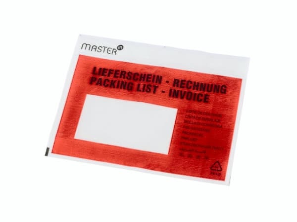 Følgeseddellomme i plast C6 m/tryk 175x117mm 1000stk/kar Plast25/Plast25/Papir46