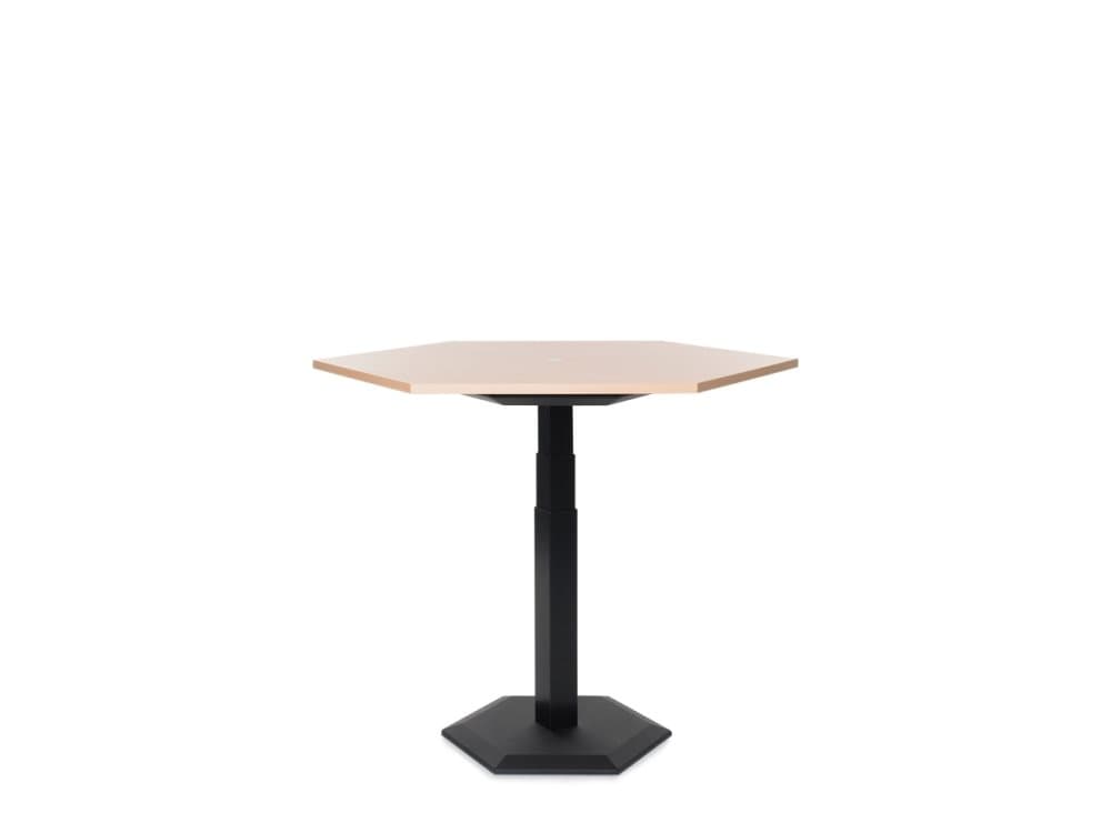 Bakker Elkhuizen Honeycomb - Skrivbord för sittande/stående - hexagonal - bok - svart bas