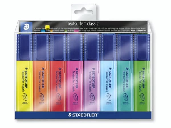 Tekstmarker Staedtler Textsurfer Classic 364 med 8 stk. ass. farver