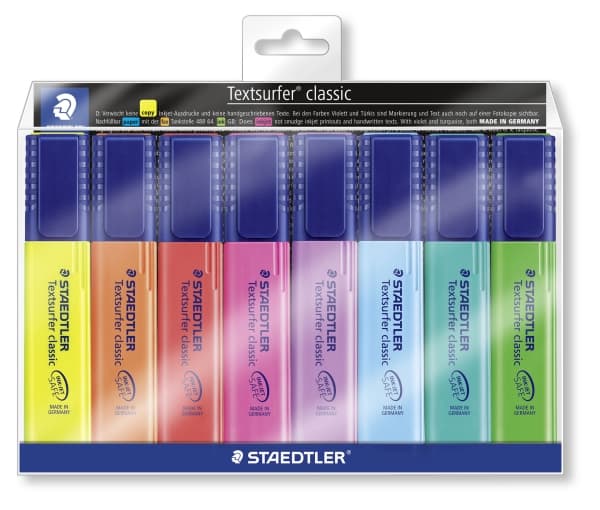 Tekstmarker Staedtler Textsurfer Classic 364 med 8 stk. ass. farver