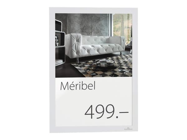 DURABLE DURAFRAME - Dokumentholder - veggmonterbar, dørmontert - for A4 - dobbeltsidet - hvit (en pakke 2)