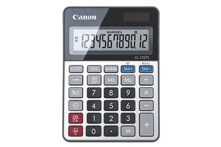Canon LS-122TS, Desktop, Skjerm, 12 sifre, Batteri/Solcelle, Grå