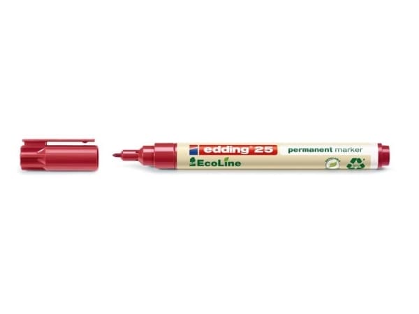edding EcoLine 25 - Markør - permanent - for glass, metall, plast - rød - alkoholbasert blekk - 1 mm - fin